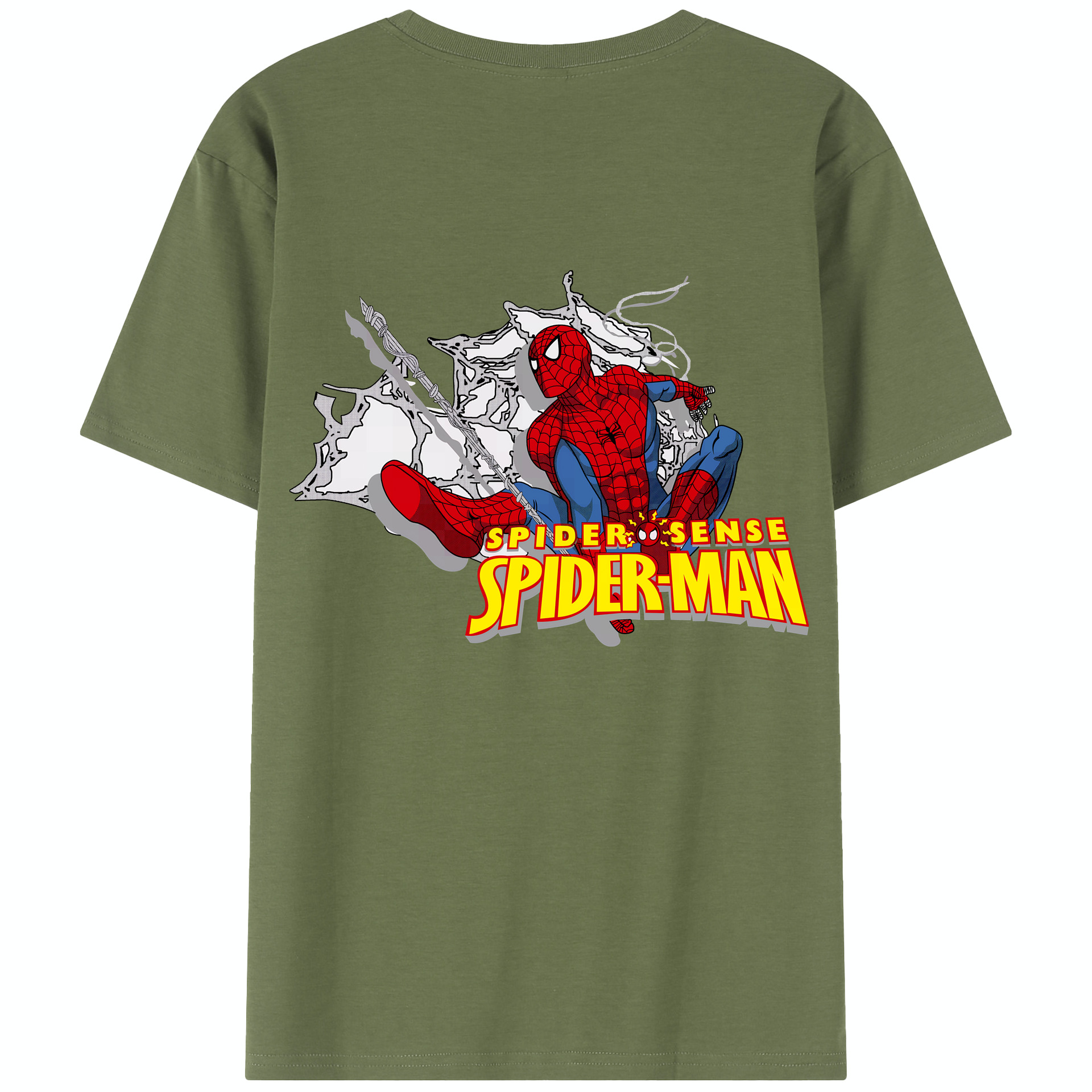 （画像用） Spider Man スパイダーマン 綿100％半袖Tシャツ（背面プリント）